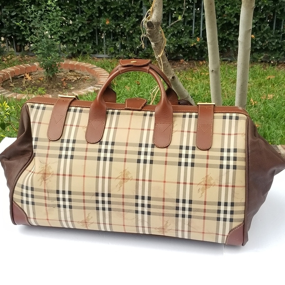 Rare Vintage Burberry Haymarket Gentleman Doctor style boston Travel Duffle bag - Picture 4 of 16